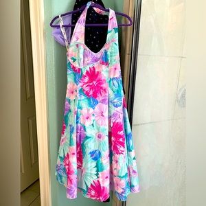 80’s does 50’s floral halter dress
